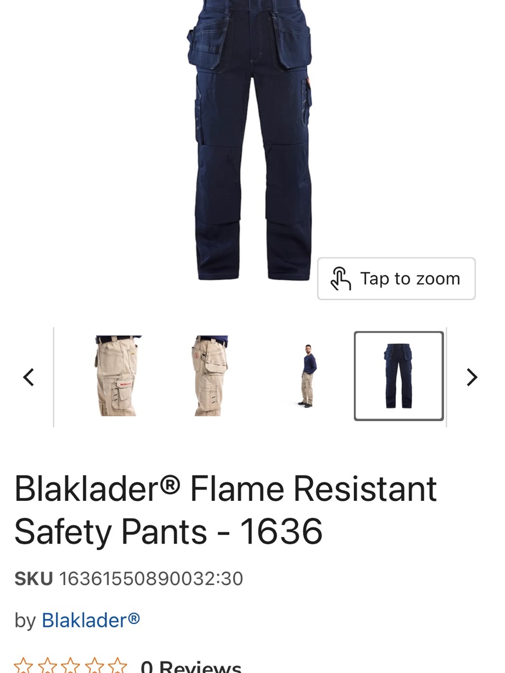Blaklader Flame Resistant Cargo Pants - Navy 34 x 32 Workpants